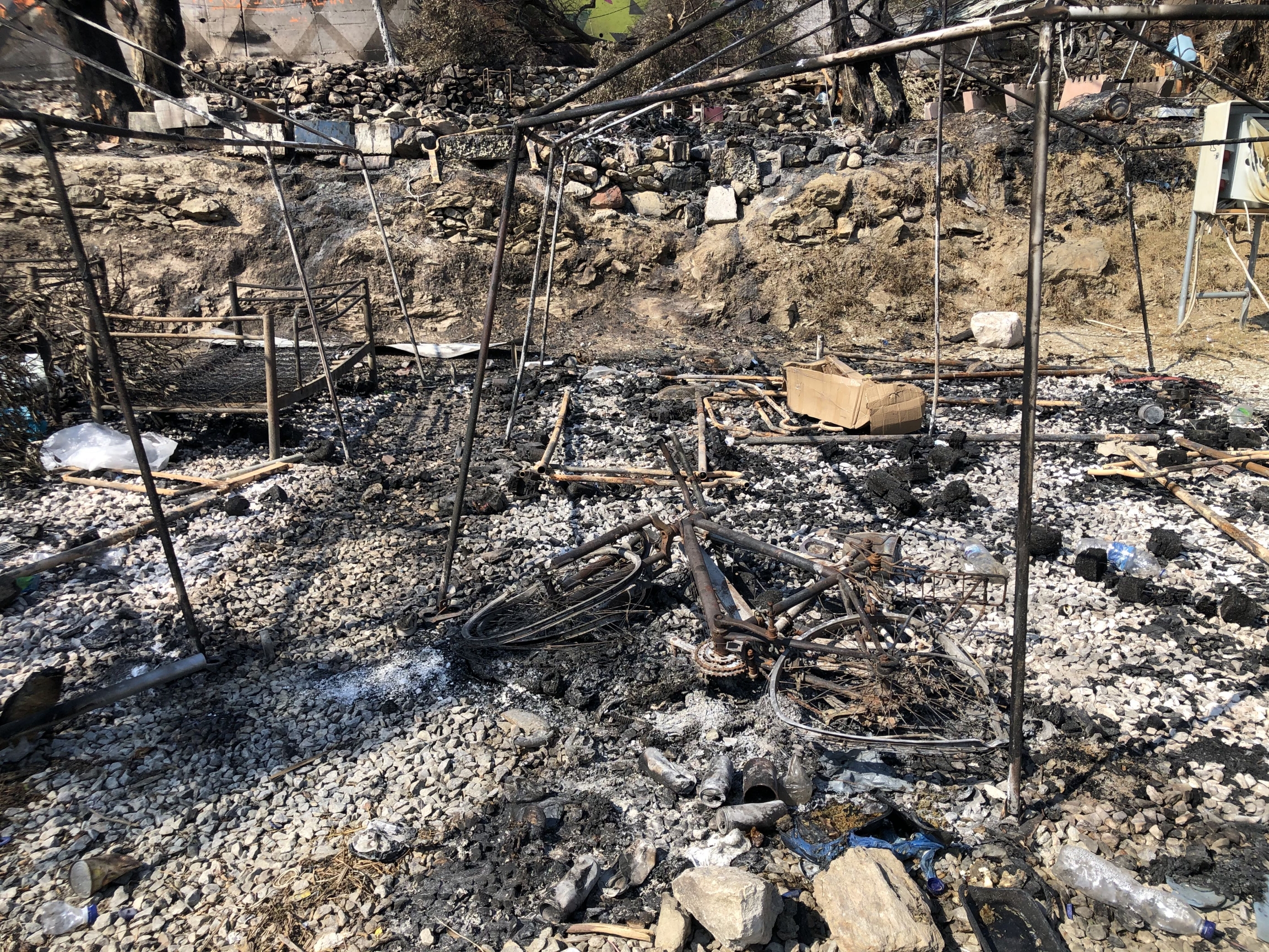 Moria camp on the Greek island of Lesbos was destroyed by the fire and most of the migrants living there lost the little they had. Moria camp on the Greek island of Lesbos was destroyed by the fire and most of the migrants living there lost the little they had.