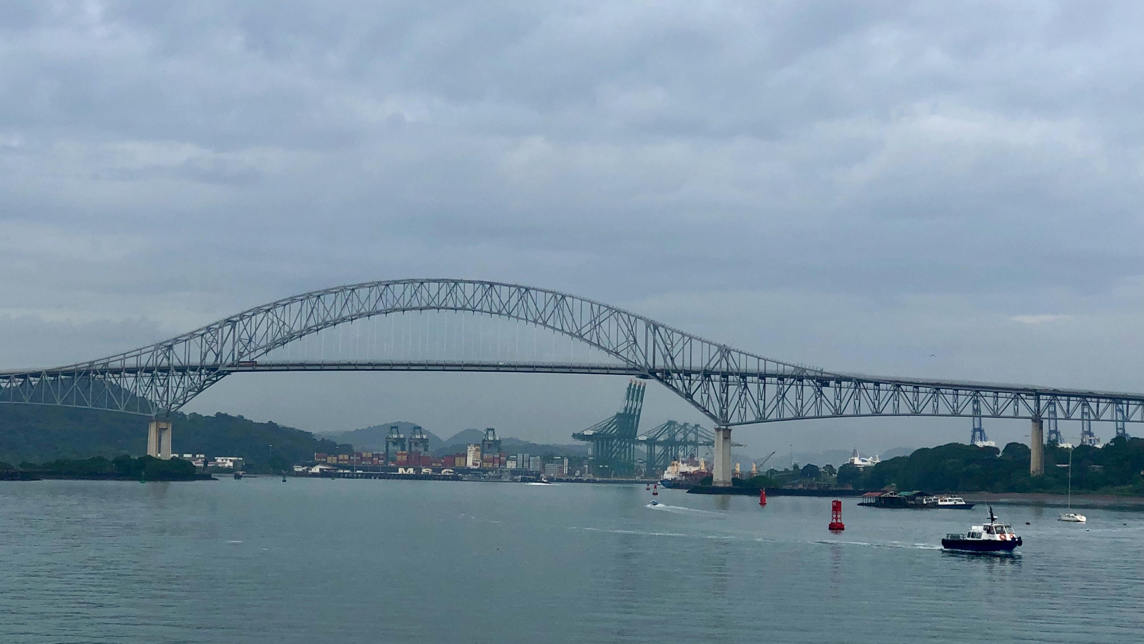 The Bridge of the Americas, located at the Pacific end of the Panama Canal. The Bridge of the Americas, located at the Pacific end of the Panama Canal.