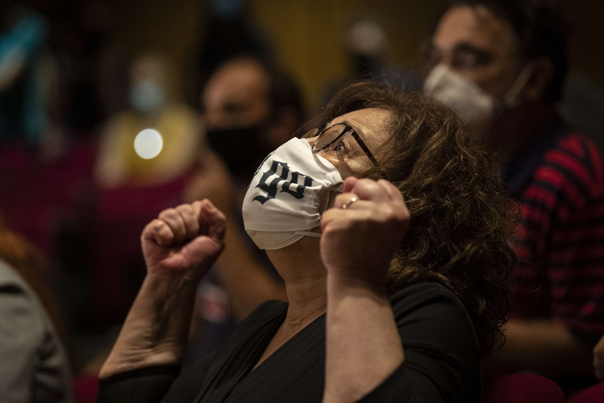 Magda Fyssa, the mother of late Greek rap singer Pavlos Fyssas, reacts immediately after the delivery of the verdict of a court decision in Athens, Oct. 7, 2020. Magda Fyssa, the mother of late Greek rap singer Pavlos Fyssas, who was stabbed and killed by a supporter of the extreme right Golden Dawn party in 2013 triggering a crackdown on the party, reacts immediately after the delivery of the verdict of a court d