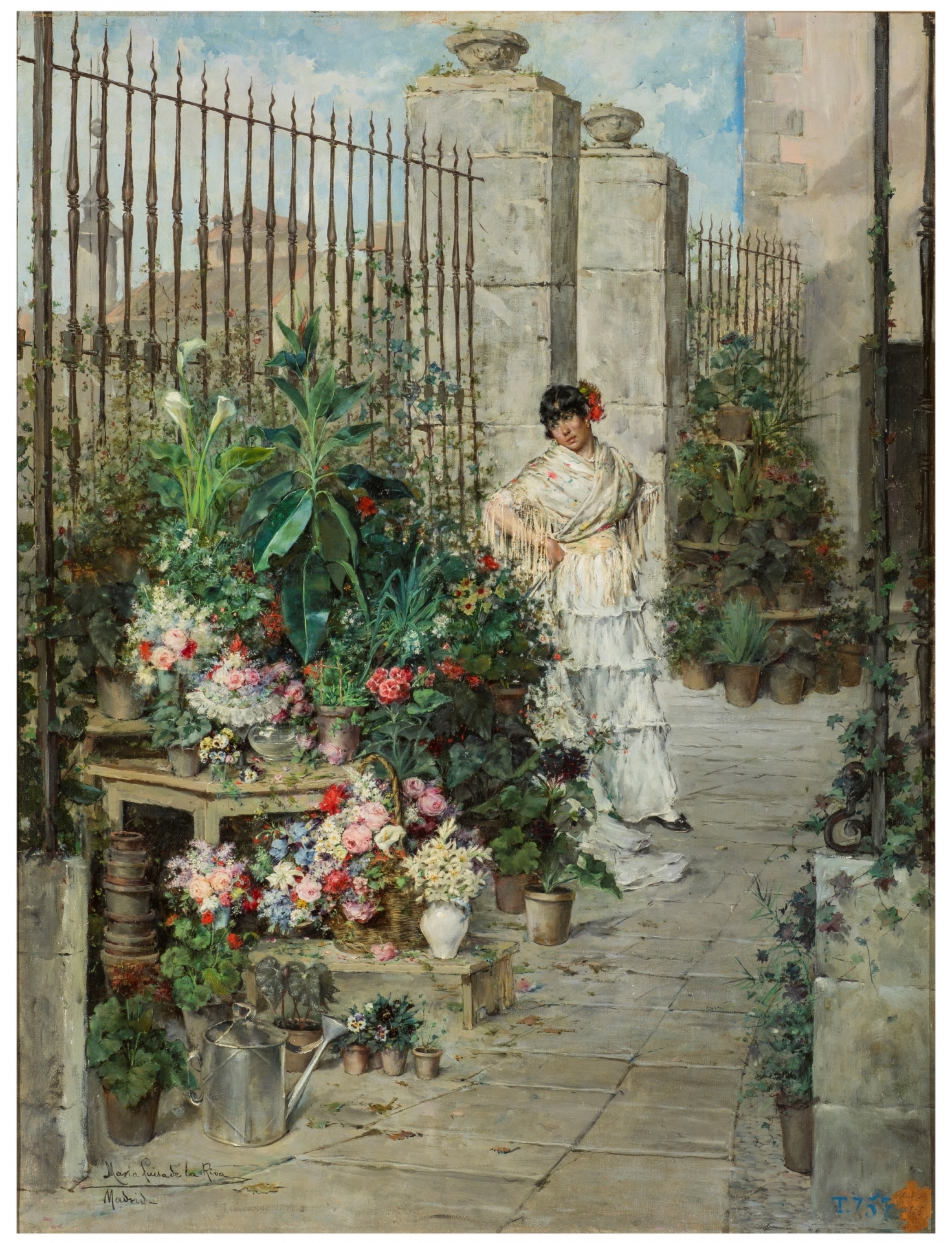 "Flower Stall," María Luisa de la Riva y Callol. "Flower Stall," María Luisa de la Riva y Callol.