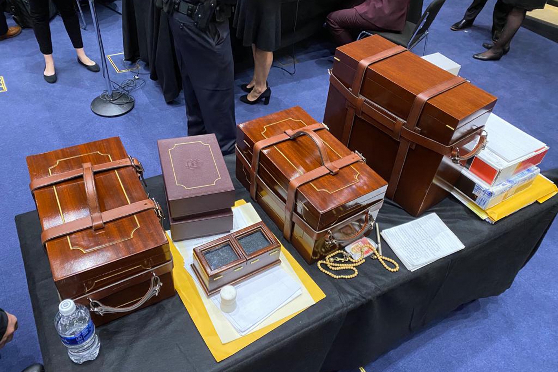 Electoral College ballots sit on a table after they were rescued from the Senate floor, Wednesday, Jan. 6, 2020, Washington, DC. Electoral College ballots sit on a table after they were rescued from the Senate floor, Wednesday, Jan. 6, 2020, Washington, DC.