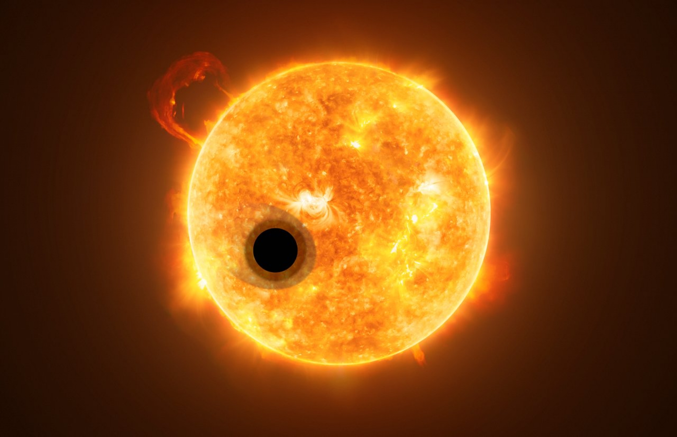 Exoplanet WASP-107b is a gas giant, orbiting a highly active K-type main sequence star. The star is about 200 light-years from Earth. Exoplanet WASP-107b is a gas giant, orbiting a highly active K-type main sequence star. The star is about 200 light-years from Earth.