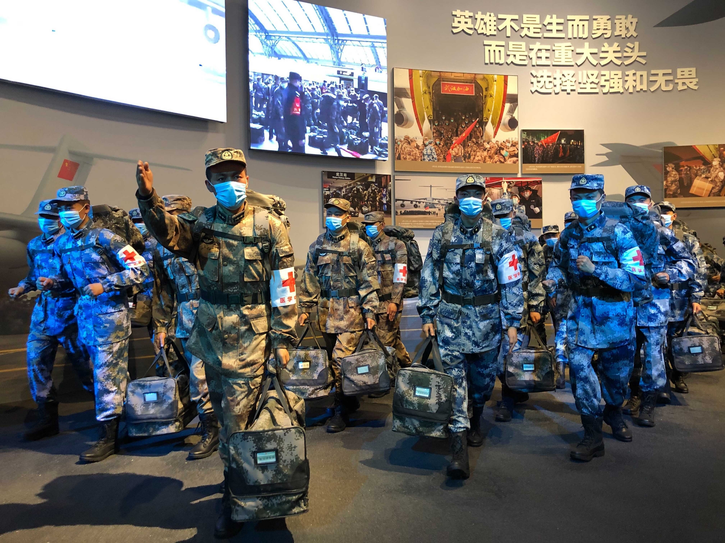 The COVID-19 Exhibition in Wuhan, China, pays tribute to soldiers. The COVID-19 Exhibition in Wuhan, China, pays tribute to soldiers.