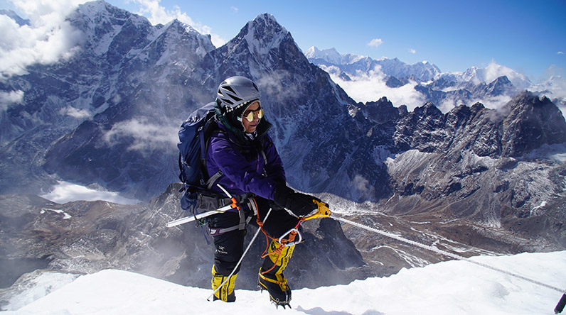 Mona Shahab climbing Lobouche in East Nepal in 2019. Mona Shahab climbing Lobouche in East Nepal in 2019.