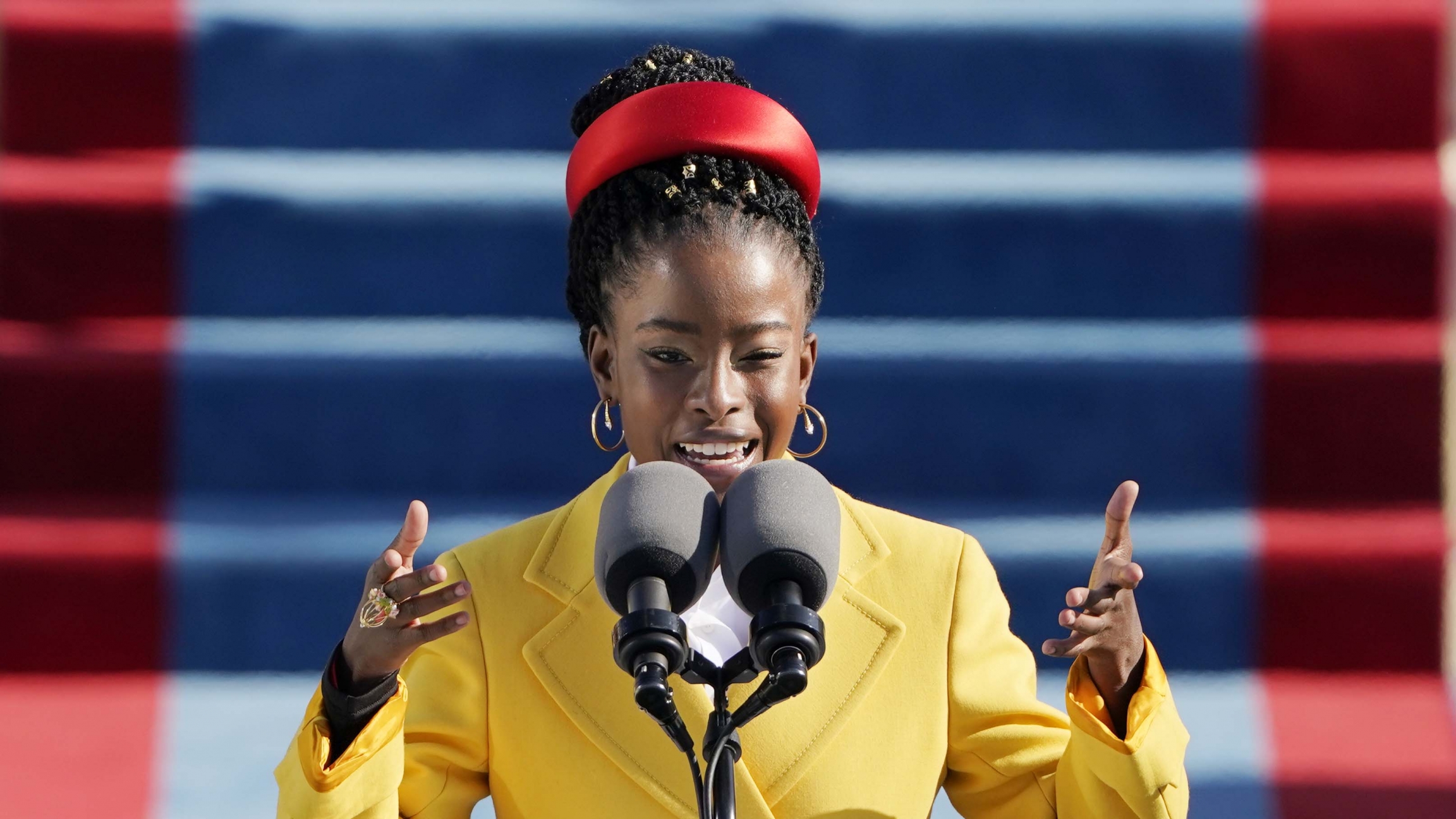 American poet Amanda Gorman reads a poem during the 59th Presidential Inauguration at the US Capitol in Washington, Jan. 20, 2021. American poet Amanda Gorman reads a poem during the 59th Presidential Inauguration at the US Capitol in Washington, Jan. 20, 2021.