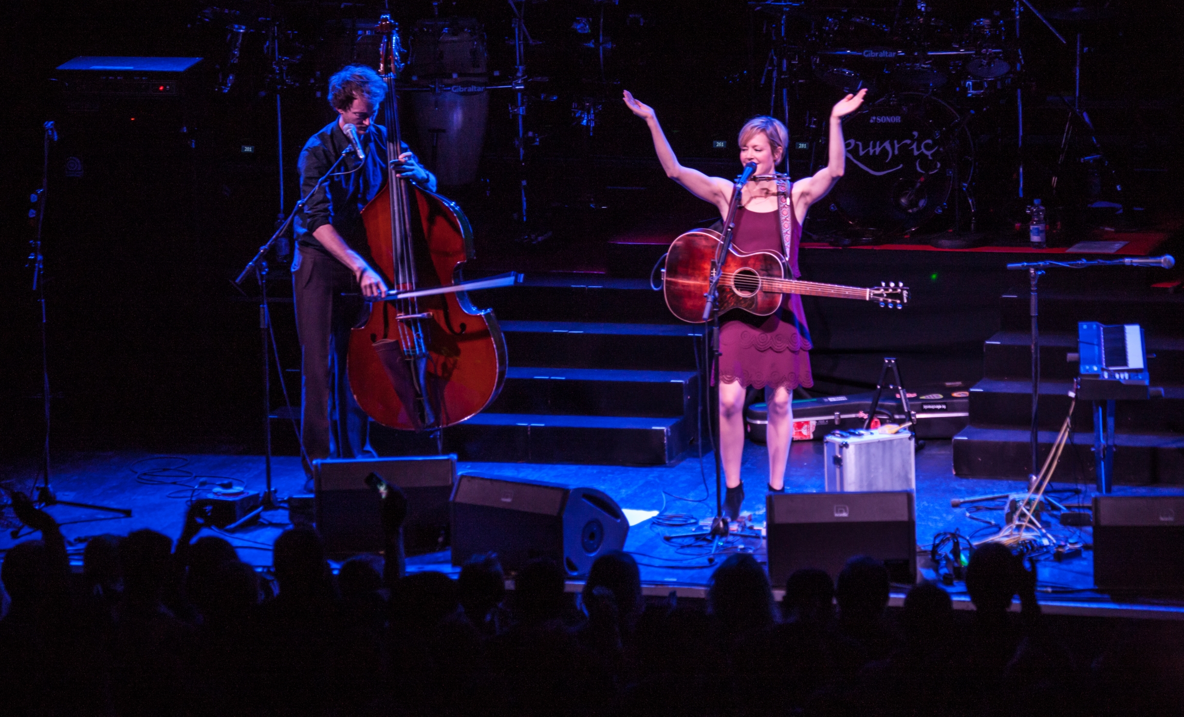 Emily Barker is shown onstage. More recently, the British musician streamed a live concert without an audience from a local music venue. Emily Barker is shown onstage. More recently, the British musician streamed a live concert without an audience from a local music venue.