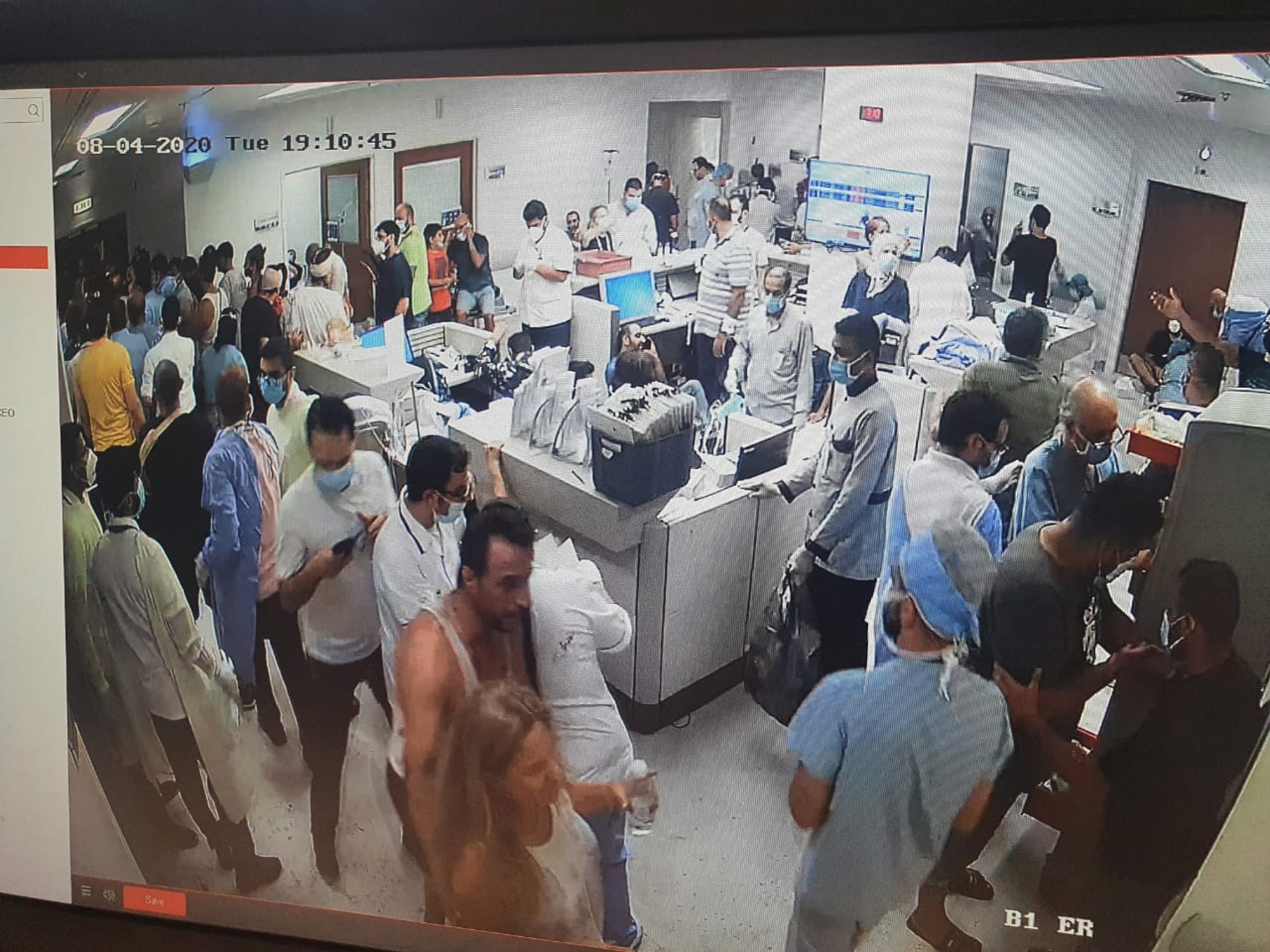 The view from the security camera of the Clemenceau Medical Center, as doctors scramble to treat the injured from the Aug. 4 blast at Beirut’s port. The view from the security camera of the Clemenceau Medical Center, as doctors scramble to treat the injured from the Aug. 4 blast at Beirut’s port.