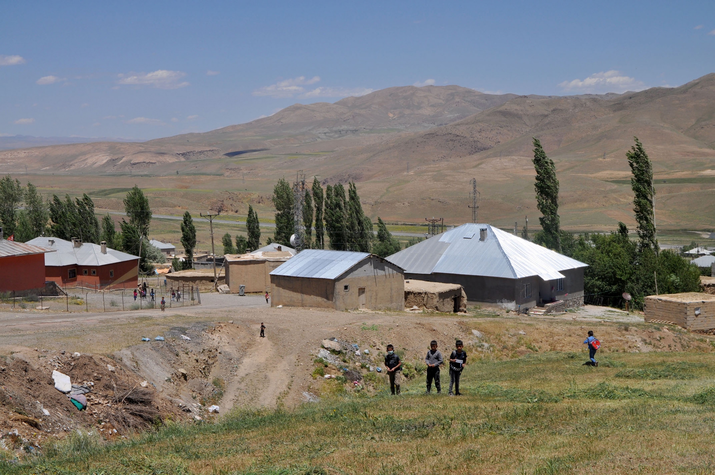 Children leave school in the village of Ömerova in Turkey Children leave school in the village of Ömerova in Turkey