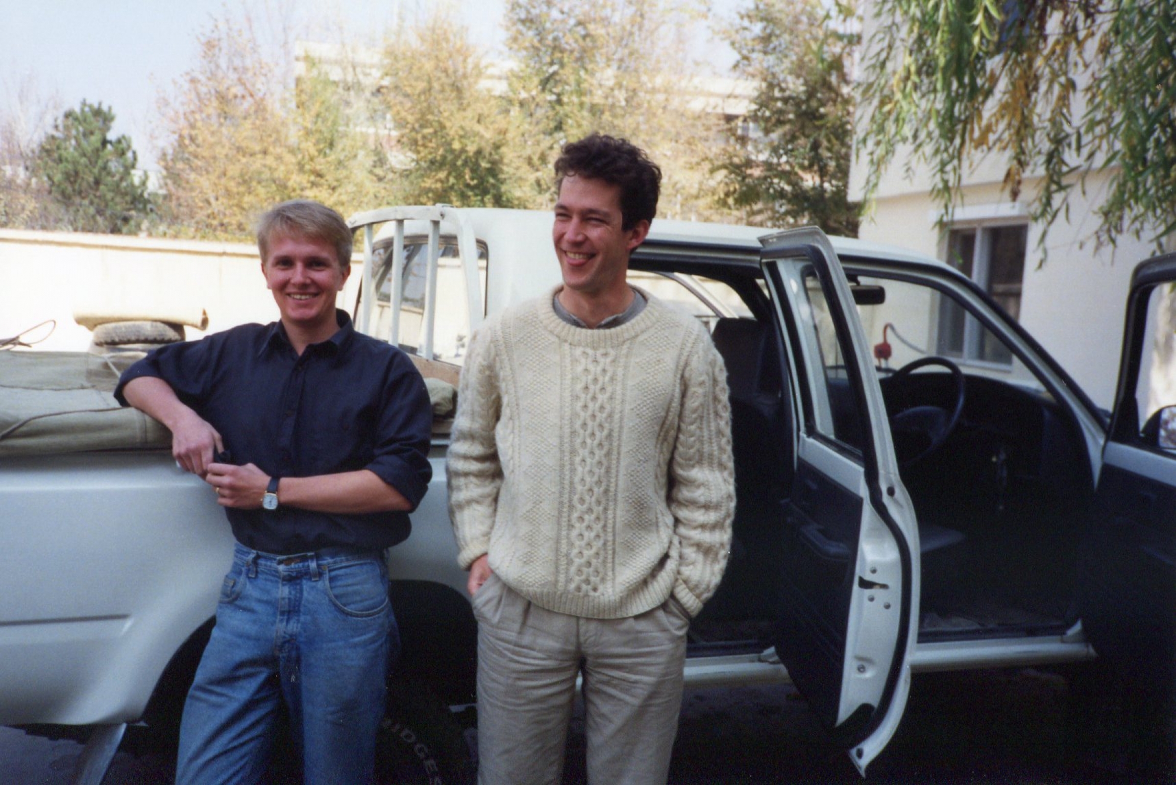 The author, Chris Woolf (left), and BBC colleague, Chris Bowers, at the beginning of the convoy, Nov. 7, 1991. The author, Chris Woolf (left), and BBC colleague, Chris Bowers, at the beginning of the convoy, Nov. 7, 1991.