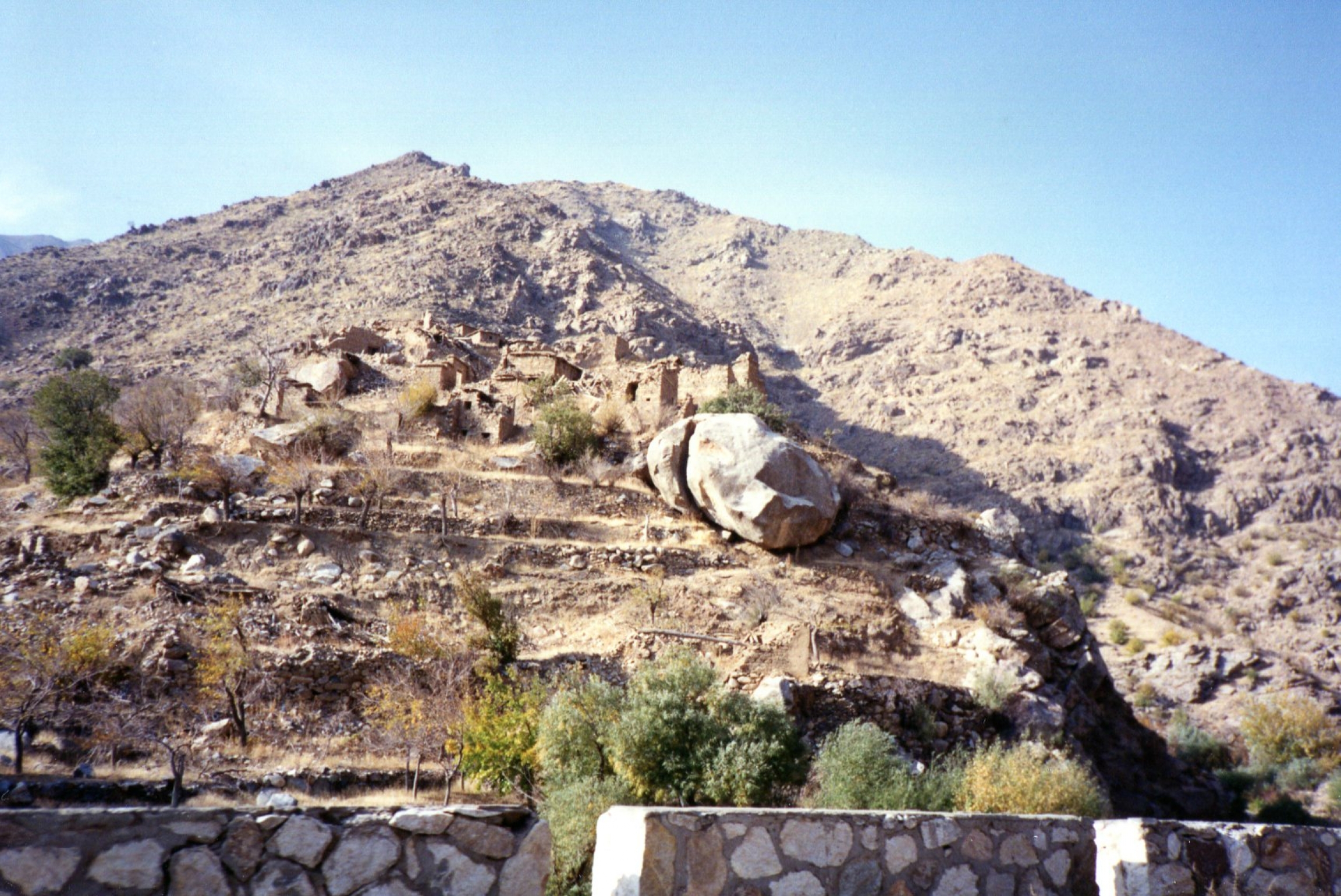 A wrecked and mined village in the Salang Valley, Afghanistan, Nov. 7, 1991. A wrecked and mined village in the Salang Valley, Afghanistan, Nov. 7, 1991.