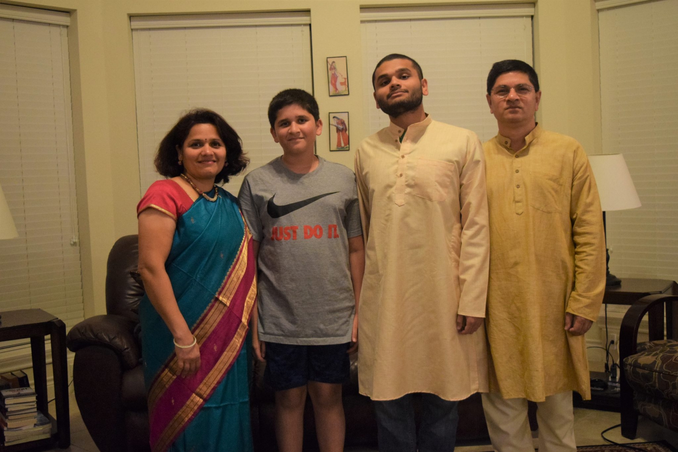Animesh Namjoshi, center right, celebrates Diwali with his father, Jayant, mother, Sarita, and brother Aditya. Animesh Namjoshi, center right, celebrates Diwali with his father, Jayant, mother, Sarita, and brother Aditya.