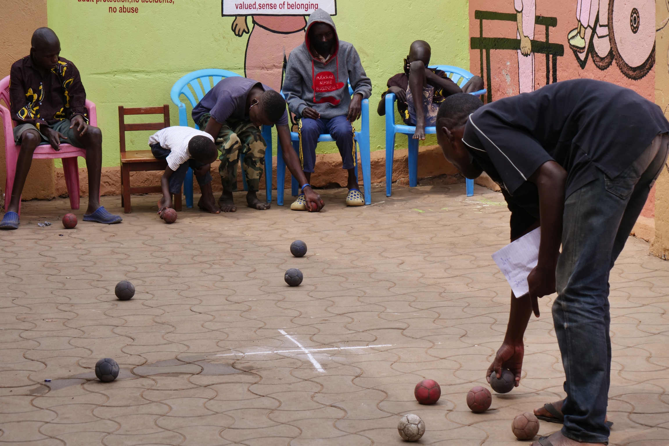 Children and youth with disabilities play bocca at Support Disabled Children Ggaba organization in Kampala, Sept. 1, 2021. Children and youth with disabilities play bocca at Support Disabled Children Ggaba organization in Kampala, Sept. 1, 2021.
