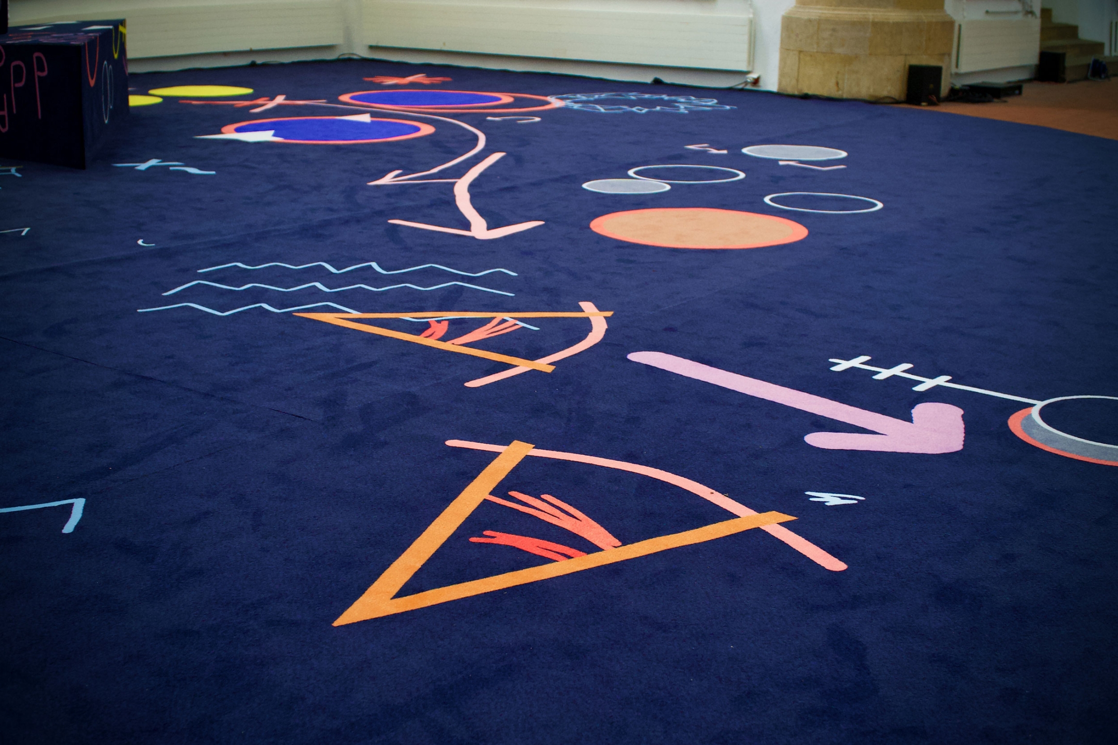 An up-close image of squiggles and shapes are notes to describe the sounds in the exhibit, "I Felt People Dancing," by Alison O'Daniel. An up-close image of squiggles and shapes are notes to describe the sounds in the exhibit, "I Felt People Dancing," by Alison O'Daniel.