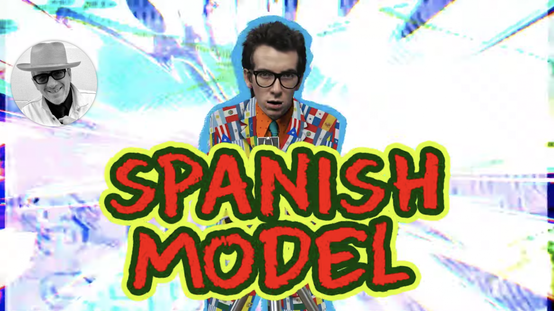 A screenshoot of a YouTube video announcing Elvis Costello's new album "Spanish Model." A screenshoot of a YouTube video announcing Elvis Costello's new album "Spanish Model."