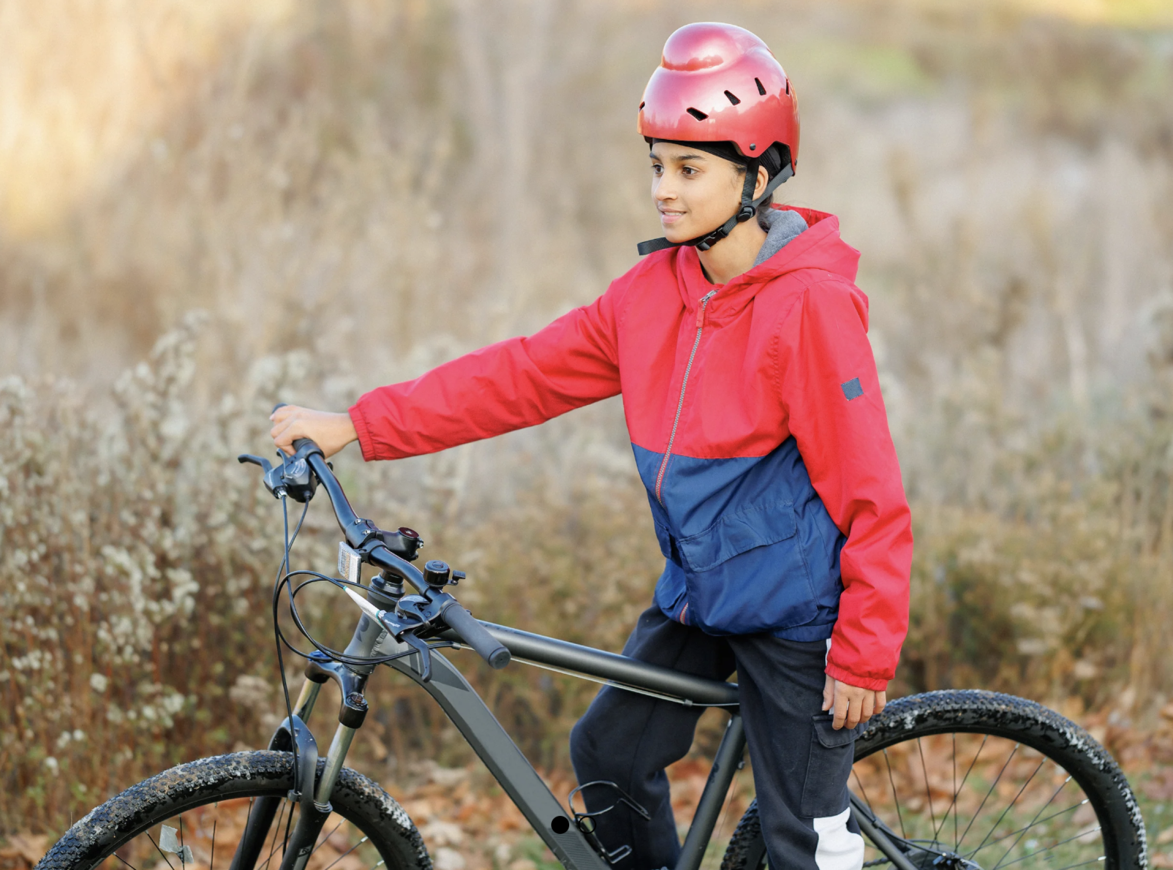 A child wearing a Bold Helmet designed by Tina Singh for Sikh kids.