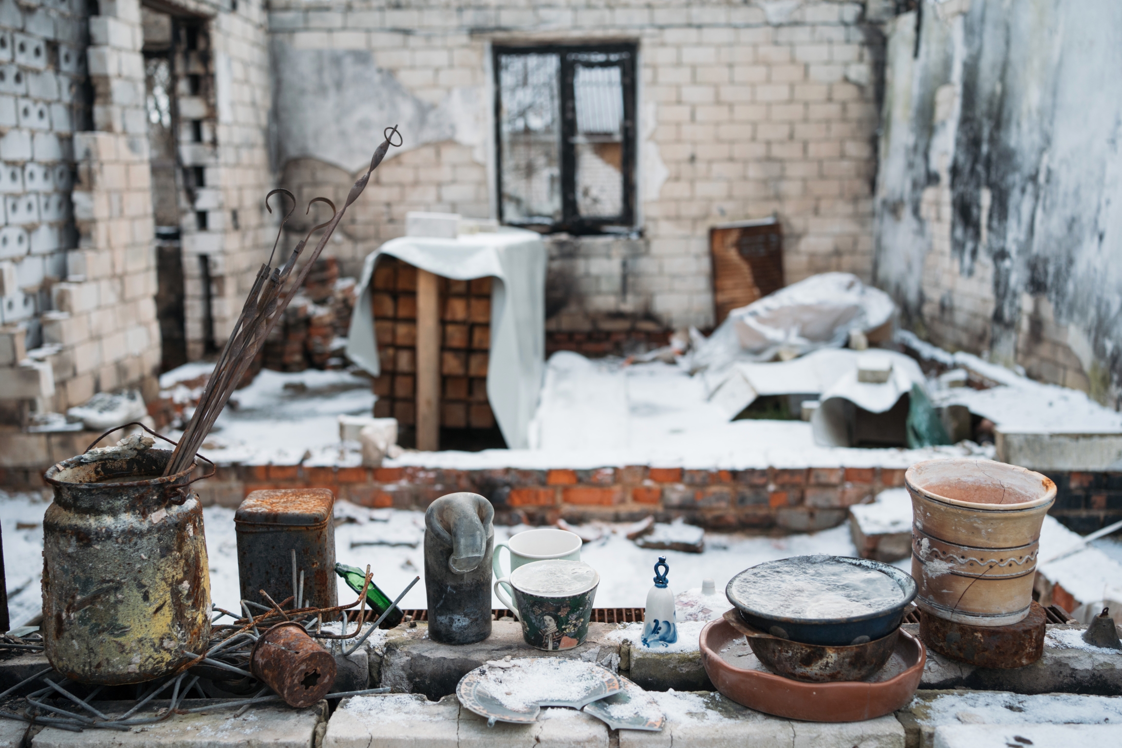 inside damaged house