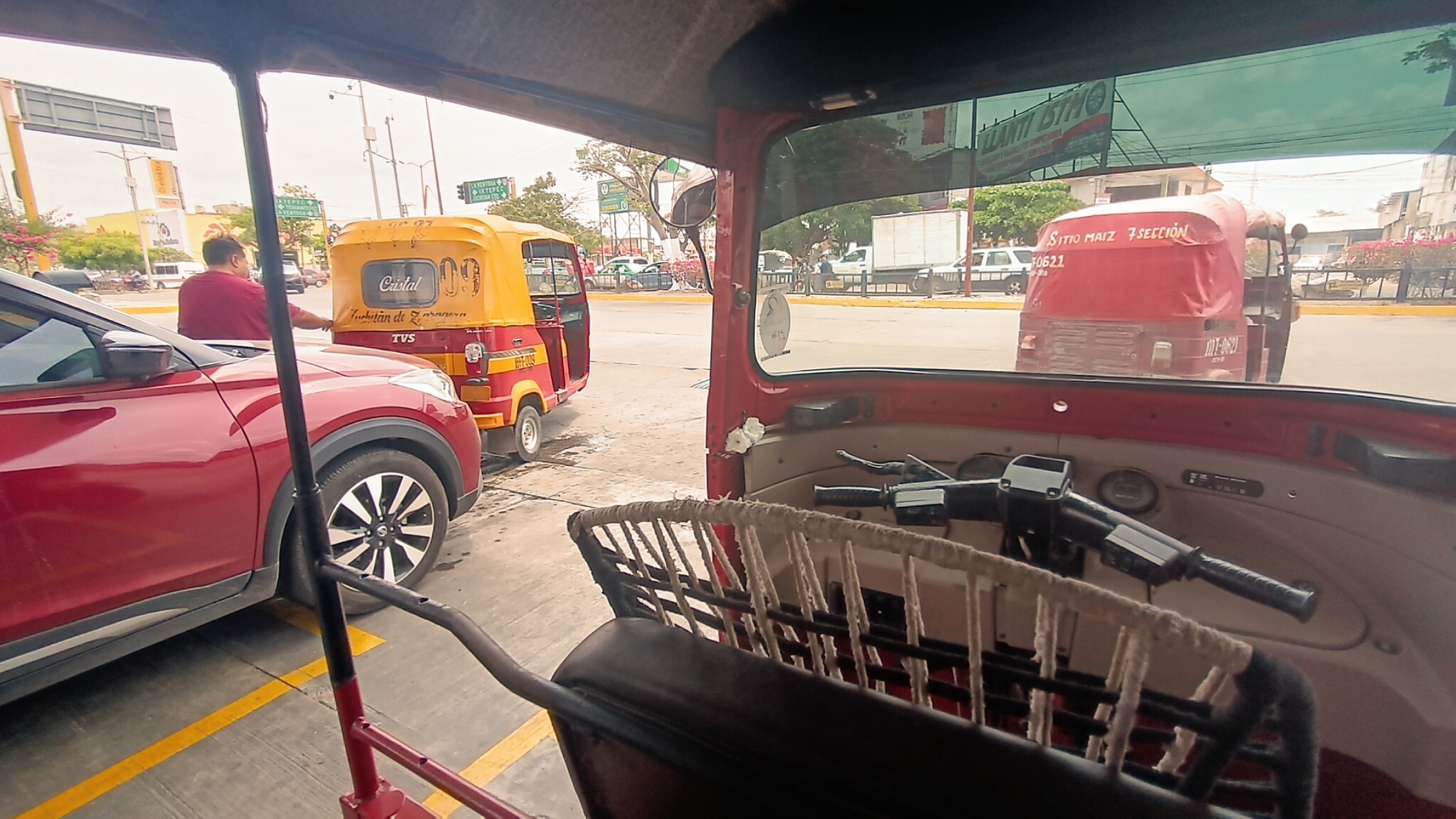 Mototaxis driving through the streets of the Indigenous town of Juchitán de Zaragoza, Mexico, that sits along the Interoceanic Corridor development project.