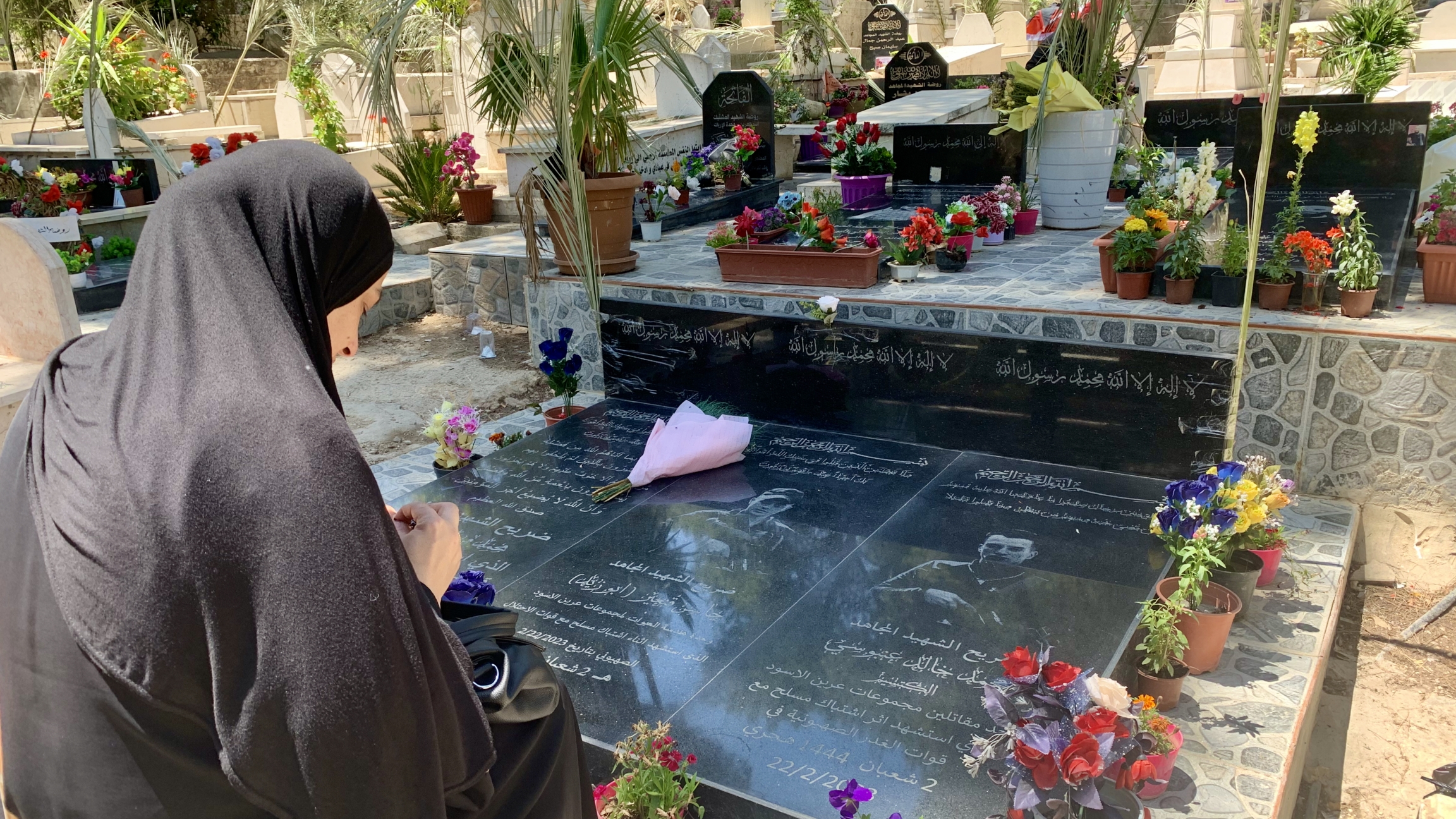 woman at grave
