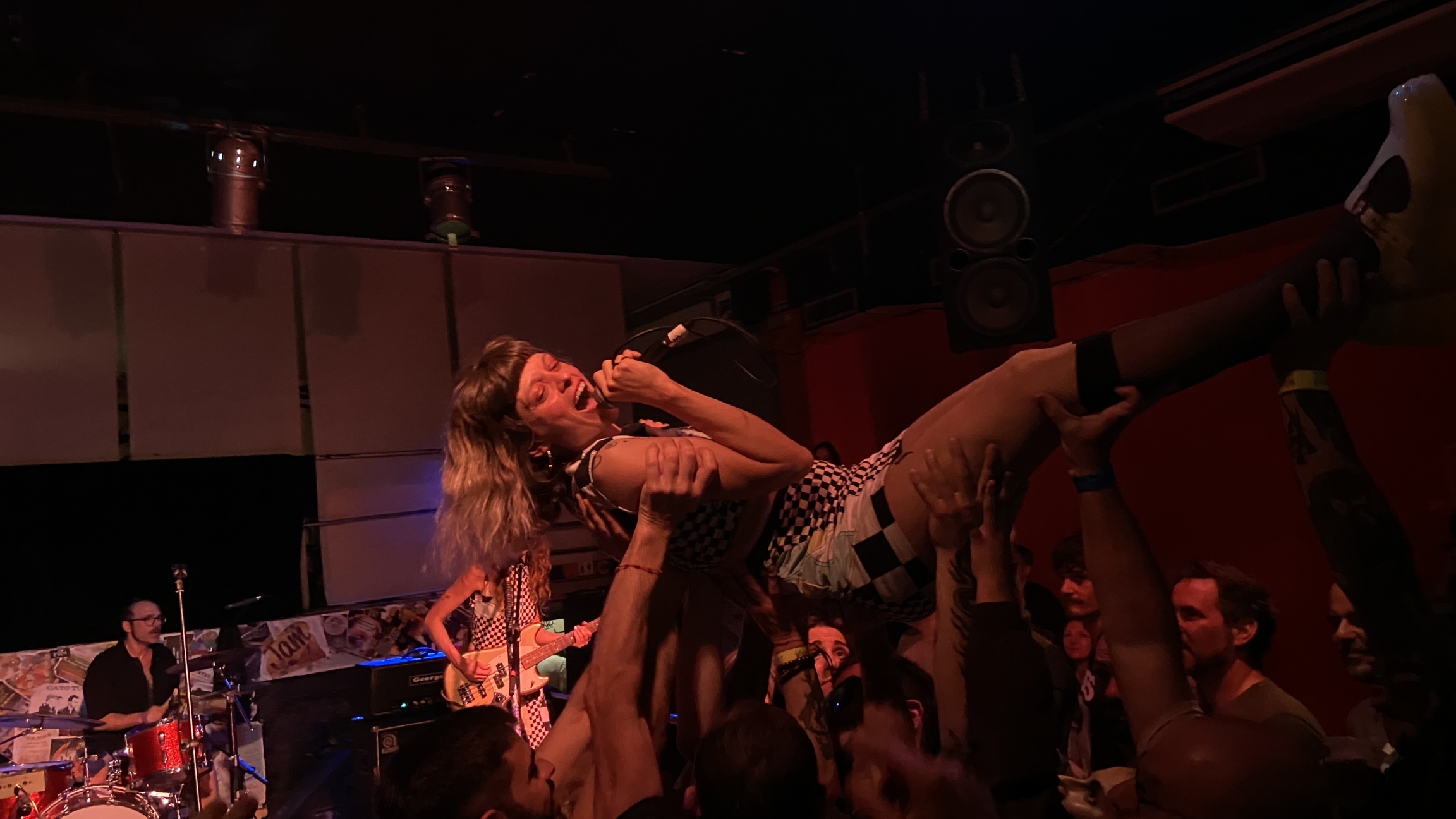 Lead singer Rosa Pagès in a mosh pit during a Sandré concert, Tarragona, Spain.