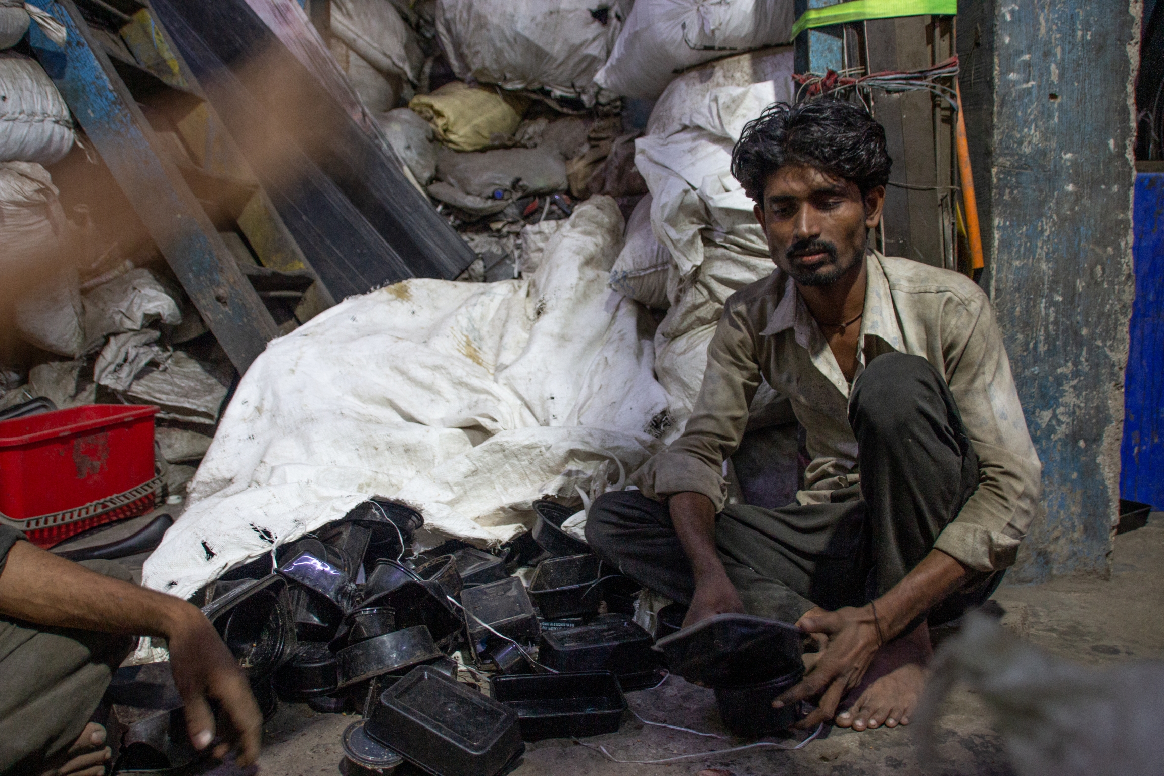 man sorting 