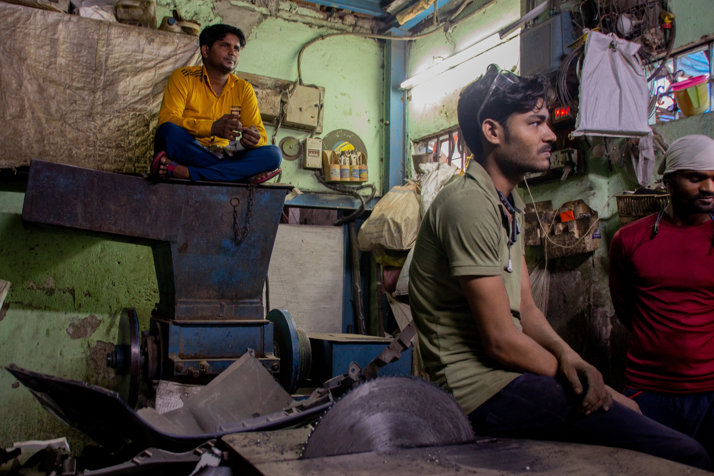 men in shop