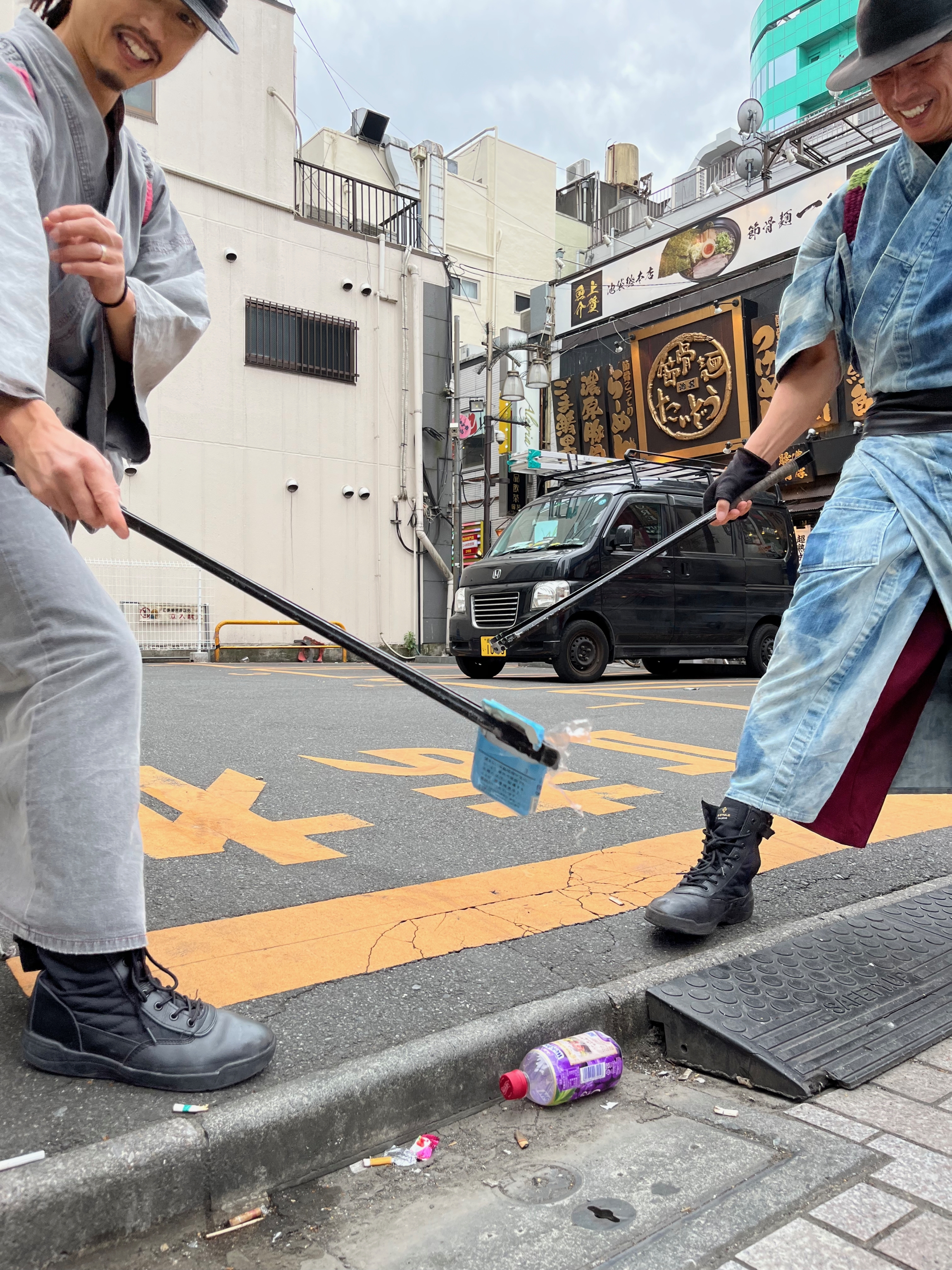 two men act as samurai
