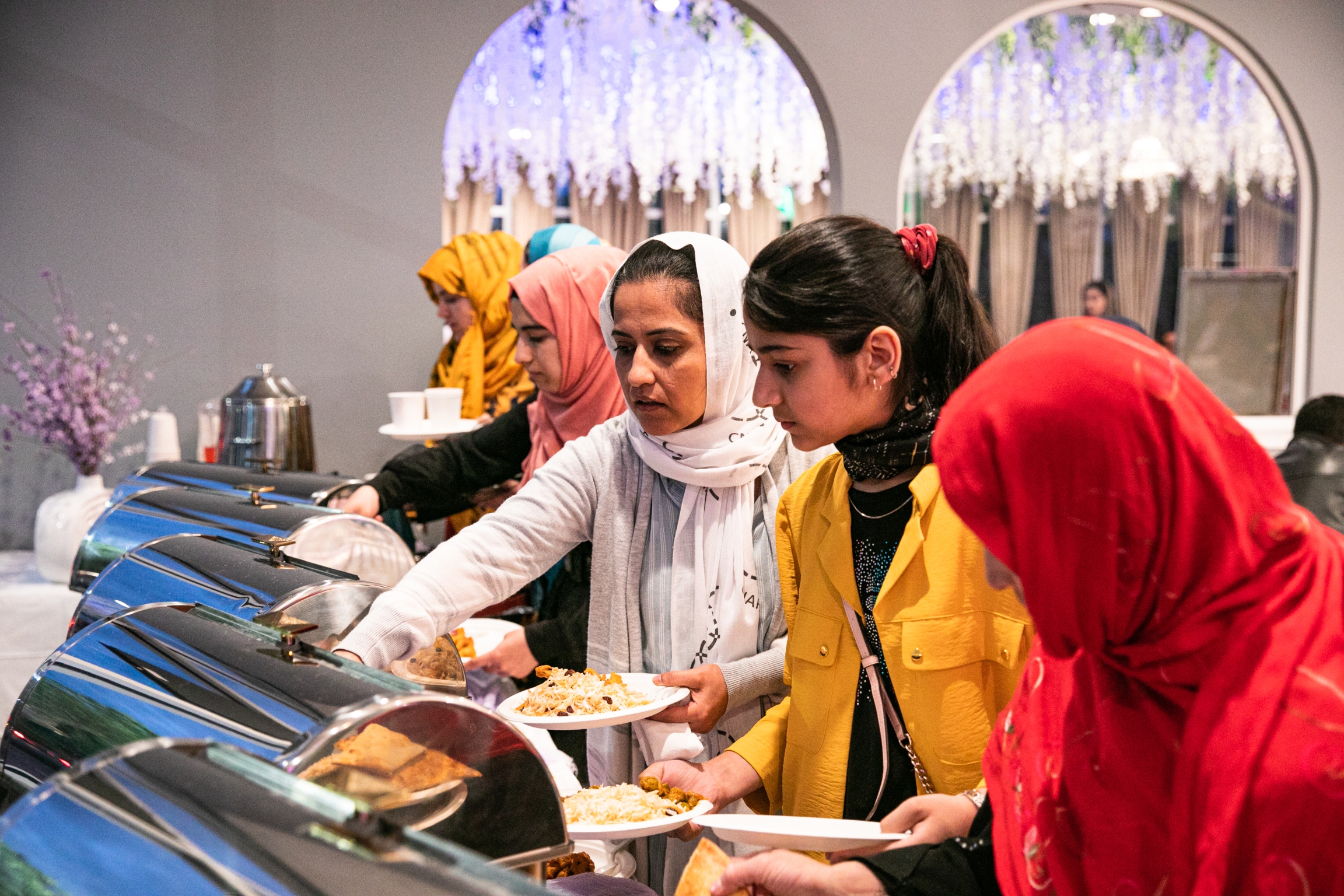 people getting food