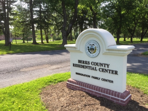 Sign in front of center