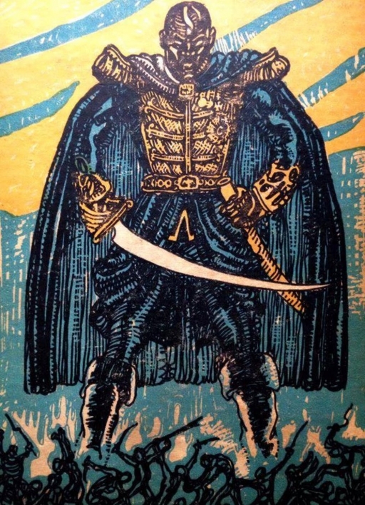 King Henry depicted as strong and large with a big sword
