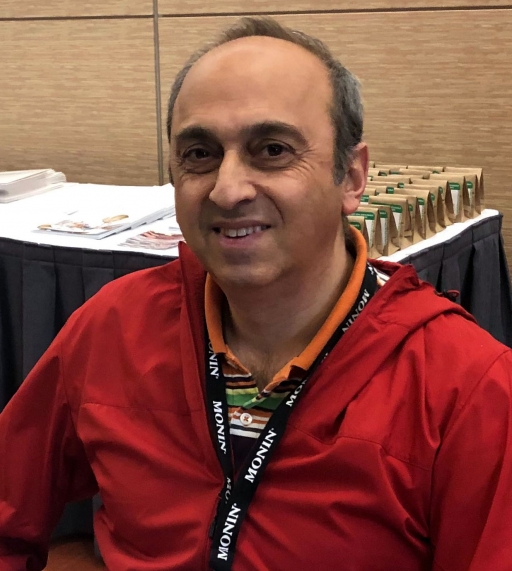 A man in a red shirt