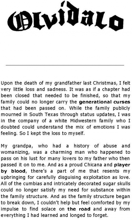 "Olvidalo" An image of a story text