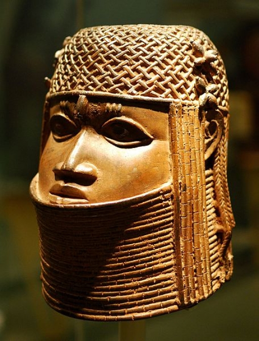Ancestral head of an oba, or king, from the Kingdom of Benin, part of an exhibition on empire and museum. Ancestral head of an oba, or king, from the Kingdom of Benin.