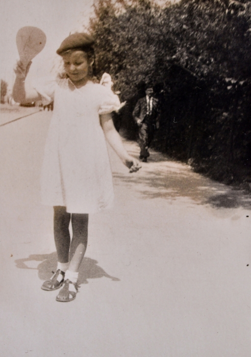 Teresa, age 8, shortly before the outbreak of World War II in 1939. An old, black and white photograph of a young girl