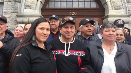 Outside the provincial courthouse in Nelson, BC, in March 2017, Rick Desautel, flanked by his daughter and his wife, Linda (right) celebrated his acquittal of charges related to illegal hunting in Canada. Rick Desautel, flanked by his daughter and his wife, Linda (right), celebrates his acquittal of illegal hunting charges outside the provincial courthouse in Nelson, British Columbia, in March 2017.