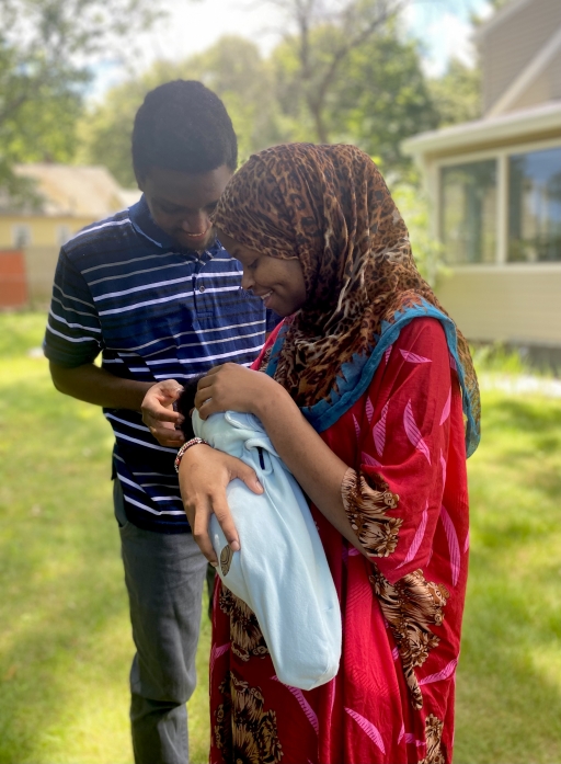 Rumbila Abdullahi, her husband, Ibrahim Abdi, and their newborn son, Nabeel. Rumbila Abdullahi, her husband, Ibrahim Abdi, and their newborn son, Nabeel.